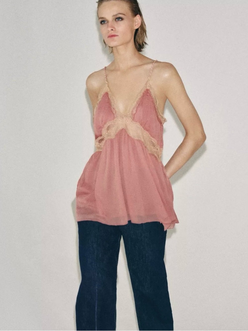 NWT ZARA ZW COLLECTION LACE CAMISOLE TOP